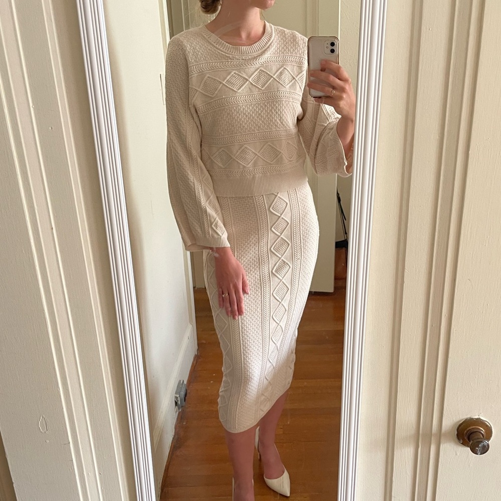 Current Air Ivory Cable Knit Dress XS